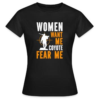 Coyote Jäger - Frauen T-Shirt - Schwarz - Vorne - AI Model Female 172 dark (172cm)