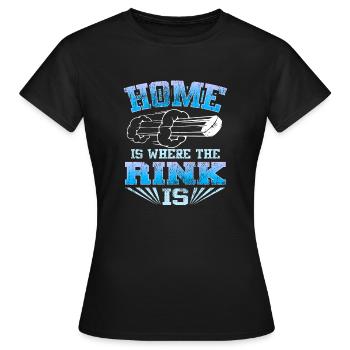 Retro Vintage Home est l’endroit où la patinoire est le hockey - T-shirt Femme - noir - Devant - AI Model Female 172 dark (172cm)