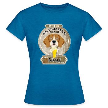 Beagle Papa Amateur de bière - T-shirt Femme - bleu saphir antique chiné - Devant - AI Model Female 172 dark (172cm)