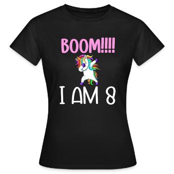 Dabbing birthday unicorn for kid 8 years old girl - T-shirt Femme - noir - Devant - AI Model Female 172 dark (172cm)