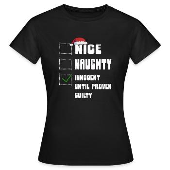 Gentil méchant innocent jusqu’à preuve du contraire - T-shirt Femme - noir - Devant - AI Model Female 172 dark (172cm)