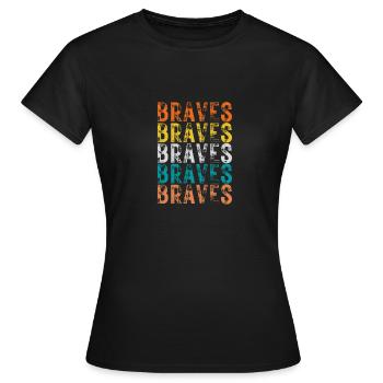 Retro Braves Braves Atlanta trotzt 80er Jahre Atlanta Bas - Frauen T-Shirt - Schwarz - Vorne - AI Model Female 172 dark (172cm)