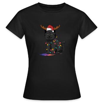 Rennes Chat Noir Lumières de Noël Drôle - T-shirt Femme - noir - Devant - AI Model Female 172 dark (172cm)