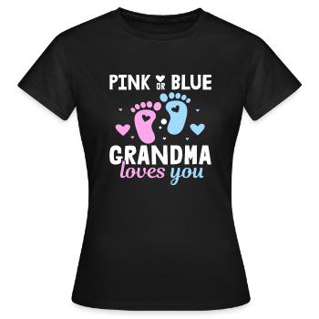 Grand-mère rose ou bleue vous aime Père Sexe - T-shirt Femme - noir - Devant - AI Model Female 172 dark (172cm)