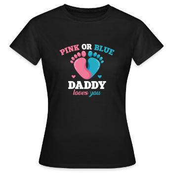 Papa Rose ou Bleu T’aime Père Sexe - T-shirt Femme - noir - Devant - AI Model Female 172 dark (172cm)