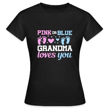 Grand-mère rose ou bleue vous aime Père Sexe - T-shirt Femme - noir - Devant - AI Model Female 172 dark (172cm)