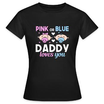 Papa Rose ou Bleu T’aime Père Sexe - T-shirt Femme - noir - Devant - AI Model Female 172 dark (172cm)