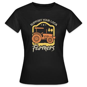 Soutenir les agriculteurs locaux qui - T-shirt Femme - noir - Devant - AI Model Female 172 dark (172cm)