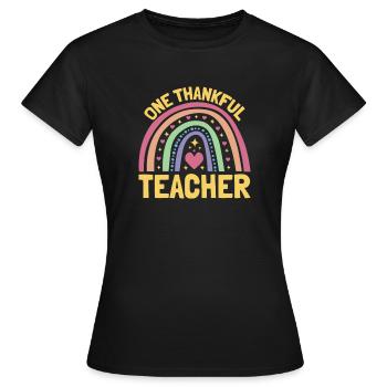 One Thankful Teacher Lehrer - Frauen T-Shirt - Schwarz - Vorne - AI Model Female 172 dark (172cm)