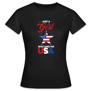 Amérique États-Unis Américain Américain - T-shirt Femme - noir - Devant - AI Model Female 172 dark (172cm)