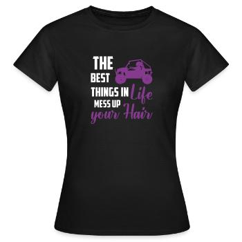 Les meilleures choses de la vie gâchent les cheveux, drôle uTV - T-shirt Femme - noir - Devant - AI Model Female 172 dark (172cm)