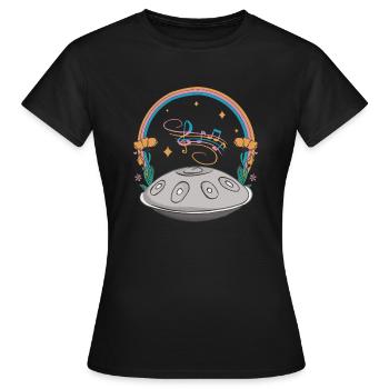 Floral Handpan Hang Drum Rav Vaste Instrument - T-shirt Femme - noir - Devant - AI Model Female 172 dark (172cm)