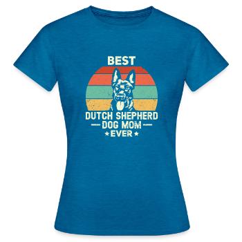 Holländischer Schäferhund Dutch Shepherd - Frauen T-Shirt - Antikblaues Saphir meliert - Vorne - AI Model Female 172 dark (172cm)