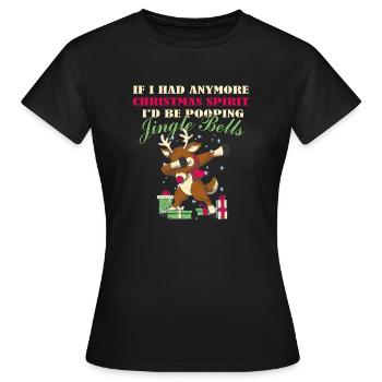 L’ de Сhristma voudrais-je jingler le cerf de Bell - T-shirt Femme - noir - Devant - AI Model Female 172 dark (172cm)