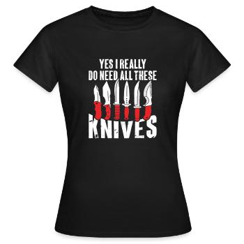 Butcher Knife Knife Knife Collector - Women's T-Shirt - black - Front - AI Model Female 172 dark (172cm)