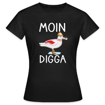 Moin Digga Seagull Nord Allemand Bas Allemand Dicton - T-shirt Femme - noir - Devant - AI Model Female 172 dark (172cm)
