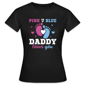 Papa Rose ou Bleu T’aime Père Sexe - T-shirt Femme - noir - Devant - AI Model Female 172 dark (172cm)