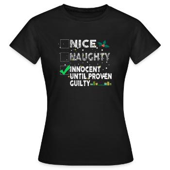 Gentil vilain innocent jusqu’à preuve du contraire - T-shirt Femme - noir - Devant - AI Model Female 172 dark (172cm)