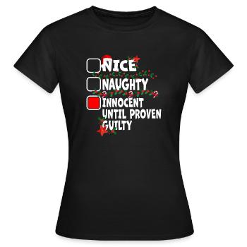 Gentil méchant innocent jusqu’à preuve du contraire - T-shirt Femme - noir - Devant - AI Model Female 172 dark (172cm)