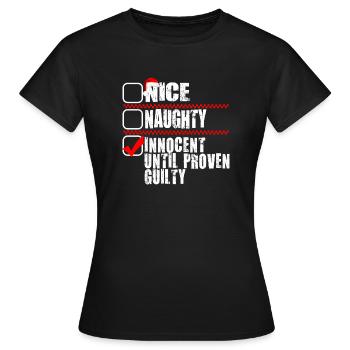 Gentil méchant innocent jusqu’à preuve du contraire - T-shirt Femme - noir - Devant - AI Model Female 172 dark (172cm)