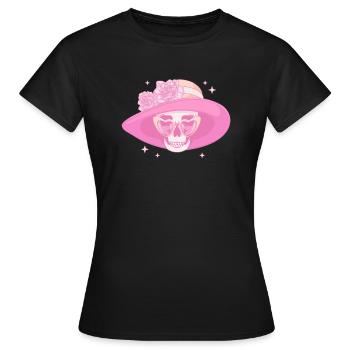 Coquette Aesthetic Pink Skull Downtown Aesthetic - Women's T-Shirt - black - Front - AI Model Female 172 dark (172cm)
