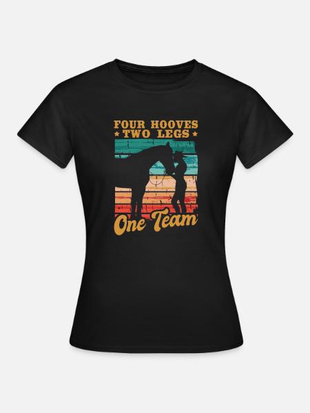 Cavalier chevauchant quatre sabots deux jambes une équipe - T-shirt Femme - noir