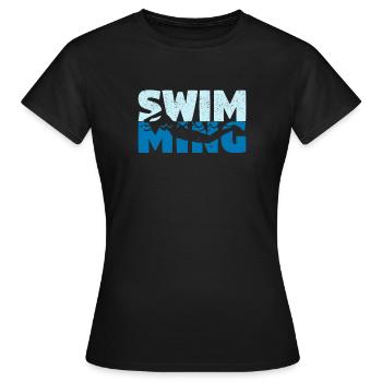 Schwimmen Team Schwimmer Pool Tauchen Brustschwimm - Frauen T-Shirt - Schwarz - Vorne - AI Model Female 172 dark (172cm)