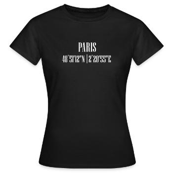 Coordonnées de la ville - T-shirt Femme - noir - Devant - AI Model Female 172 dark (172cm)