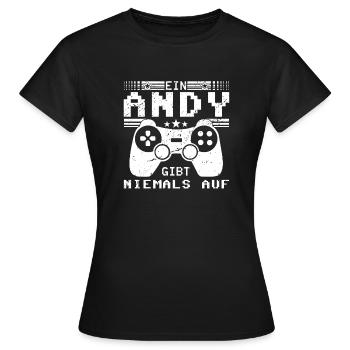 Andy Gaming Konsole PC Gamer Geschenk - Frauen T-Shirt - Schwarz - Vorne - AI Model Female 172 dark (172cm)