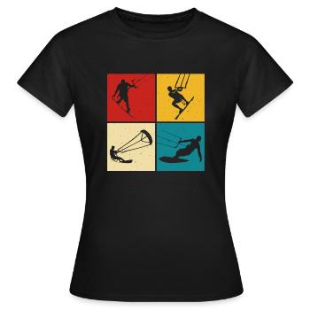 Kite Surfing, Kite Board, Lifestyle Vintage Design - Women's T-Shirt - black - Front - AI Model Female 172 dark (172cm)