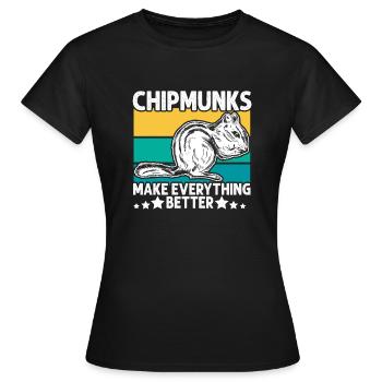 Cadeau de rongeur chipmunk - T-shirt Femme - noir - Devant - AI Model Female 172 dark (172cm)