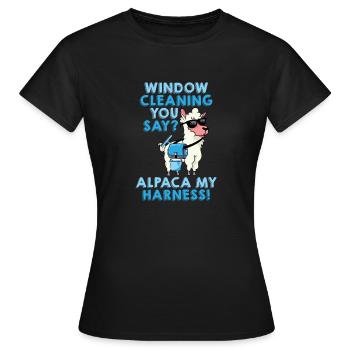 Nettoyage de vitres Say Alpaga Harness Window Cleaner - T-shirt Femme - noir - Devant - AI Model Female 172 dark (172cm)