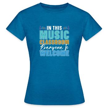 Music Teacher Music Teacher Classroom - Women's T-Shirt - antique blue sapphire heather - Front - AI Model Female 172 dark (172cm)