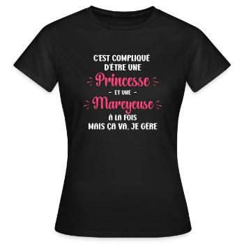 Compliqué princesse et Mareyeuse - T-shirt Femme - noir - Devant - AI Model Female 172 dark (172cm)