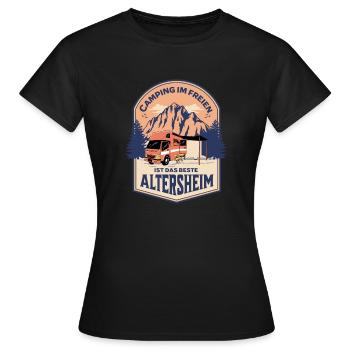 Camping Im Freien Ist Das Bessere Altersheim - Frauen T-Shirt - Schwarz - Vorne - AI Model Female 172 dark (172cm)