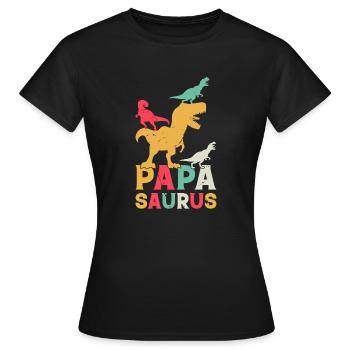 Papasaurus Papa Dinosaur Papa Saurus - Papa Dino - Women's T-Shirt - black - Front - AI Model Female 172 dark (172cm)