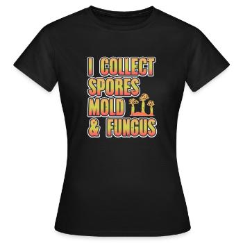 Je collectionne les spores de moisissure et de champignon Cool Rétro Mycology - T-shirt Femme - noir - Devant - AI Model Female 172 dark (172cm)