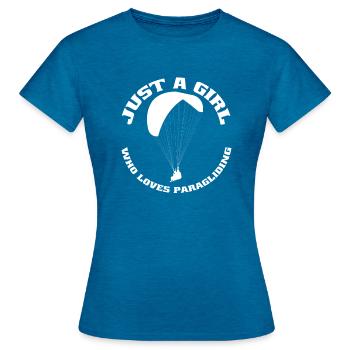 Paragleiter Frau Paragliding Gleitschirmfliegen - Frauen T-Shirt - Antikblaues Saphir meliert - Vorne - AI Model Female 172 dark (172cm)