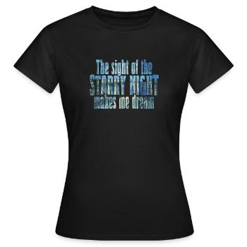 Citation de Starry Night Art par Van Gogh Design - T-shirt Femme - noir - Devant - AI Model Female 172 dark (172cm)