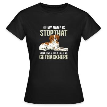 Épagneul Breton Épagneul Cadeau - T-shirt Femme - noir - Devant - AI Model Female 172 dark (172cm)