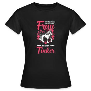 Irish Tinker Pferd Frau Tinker Mädchen Tinkerpferd - Frauen T-Shirt - Schwarz - Vorne - AI Model Female 172 dark (172cm)