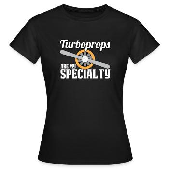 Flugzeug Mechaniker Propeller - Frauen T-Shirt - Schwarz - Vorne - AI Model Female 172 dark (172cm)