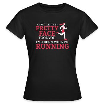 Running Runner Half Marathon Girl - Women's T-Shirt - black - Front - AI Model Female 172 dark (172cm)
