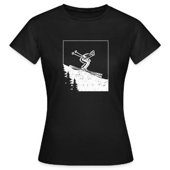 Skiliebhaber Lustig Skifahren Wintersport Alpin - Frauen T-Shirt - Schwarz - Vorne - AI Model Female 172 dark (172cm)