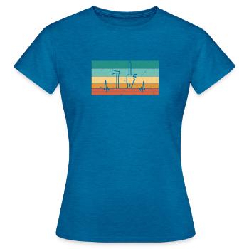 Bûcheron bûcheron vintage Heartbeat Broyeur forestier - T-shirt Femme - bleu saphir antique chiné - Devant - AI Model Female 172 dark (172cm)