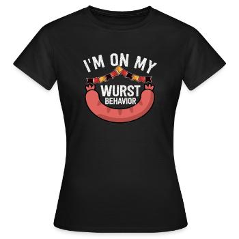 Je suis sur mon comportement de saucisse - T-shirt Femme - noir - Devant - AI Model Female 172 dark (172cm)