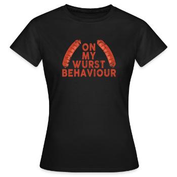 Je suis sur mon comportement de saucisse - T-shirt Femme - noir - Devant - AI Model Female 172 dark (172cm)