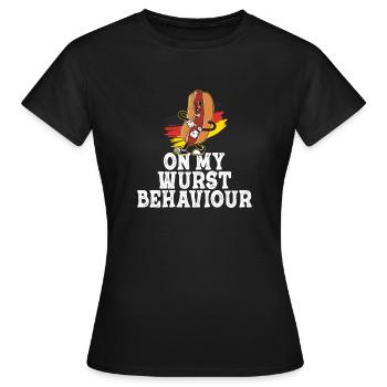Je suis sur mon comportement de saucisse - T-shirt Femme - noir - Devant - AI Model Female 172 dark (172cm)