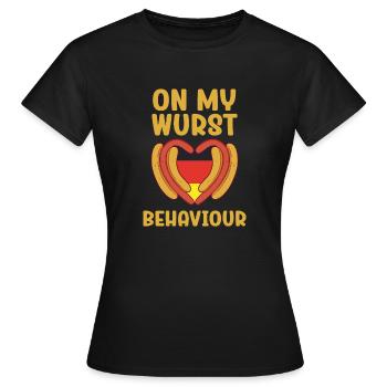 Je suis sur mon comportement de saucisse - T-shirt Femme - noir - Devant - AI Model Female 172 dark (172cm)