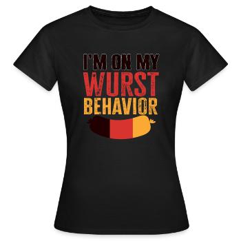 Je suis sur mon comportement de saucisse - T-shirt Femme - noir - Devant - AI Model Female 172 dark (172cm)